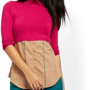 New 7th Avenue Knit & Woven Plaid Shirt